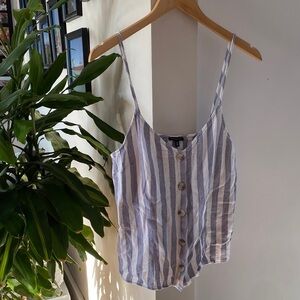 Haut en lin ligné bleu et blanc Dynamite Blue and White linen Striped Camisole